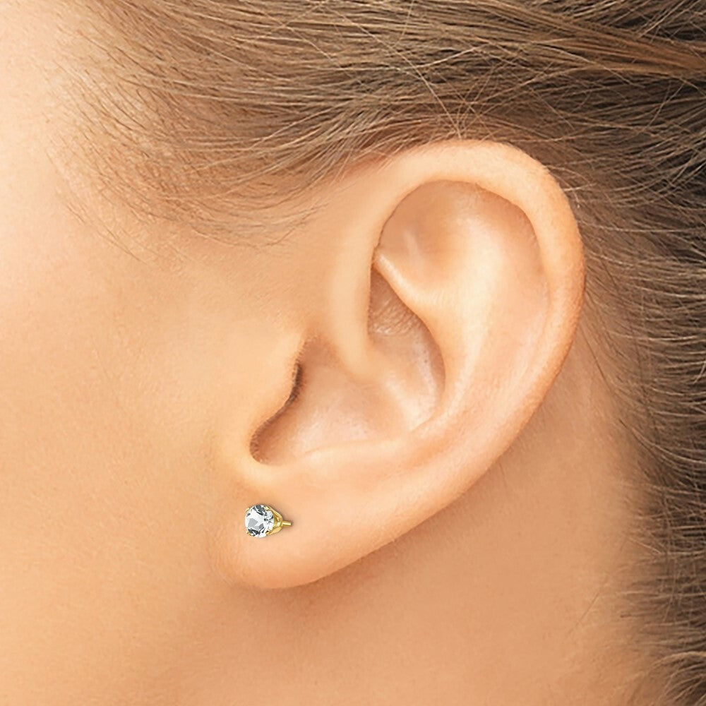 14K Yellow Gold 4mm April/White Topaz Post Earrings, 5/8-Carat Gemweight