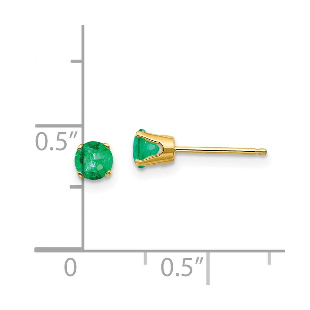 14K Yellow Gold 4mm May/Emerald Post Earrings, 5/8-Carat Gemweight