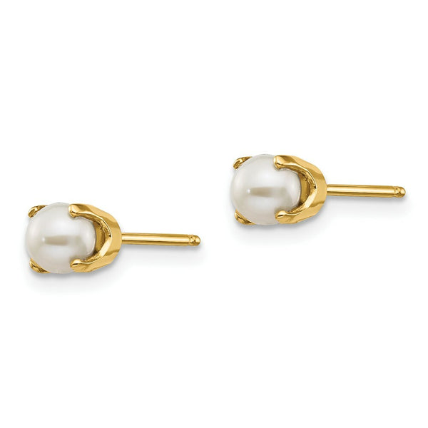 14K Yellow Gold 4mm June/Freshwater Cultured Pearl Post Earrings