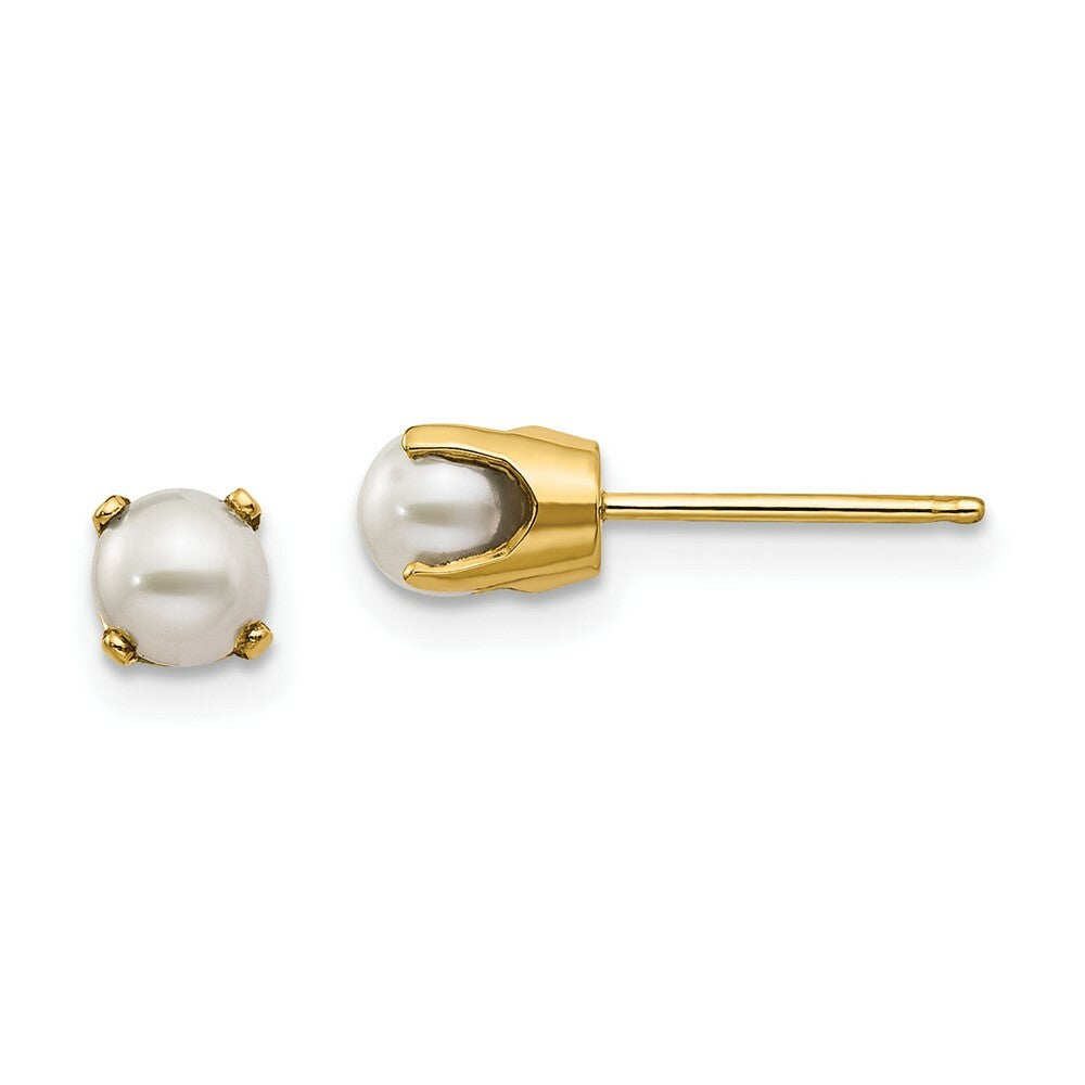 14K Yellow Gold 4mm June/Freshwater Cultured Pearl Post Earrings