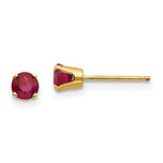 Load image into Gallery viewer, 14K Yellow Gold 4mm July/Ruby Post Earrings, 3/4-Carat Gemweight
