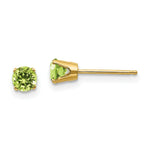 Load image into Gallery viewer, 14K Yellow Gold 4mm August/Peridot Post Earrings, 5/8-Carat Gemweight
