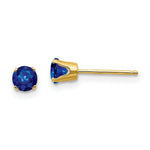 Load image into Gallery viewer, 14K Yellow Gold 4mm September Blue Sapphire Post Earrings 0.76-Carat tw
