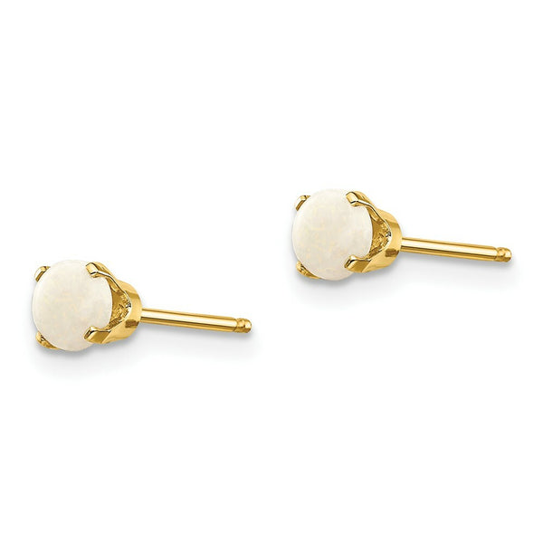 14K Yellow Gold 4mm October Opal Post Earrings 0.36-Carat tw