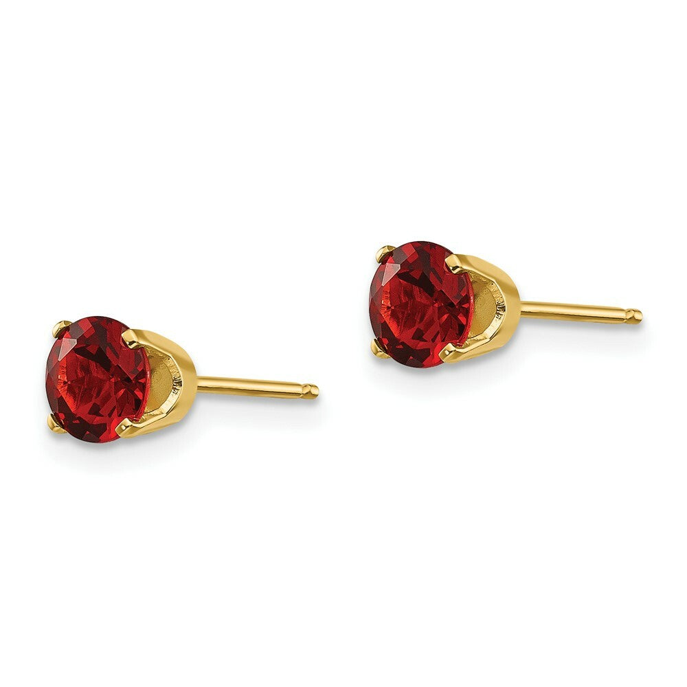 14K Yellow Gold 5mm Garnet Earrings - January 1.16-Carat tw