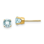 Load image into Gallery viewer, 14K Yellow Gold 5mm Aquamarine Earrings - March 1-Carat tw

