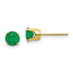 Load image into Gallery viewer, 14K Yellow Gold 5mm Emerald Earrings - May 1.06-Carat tw
