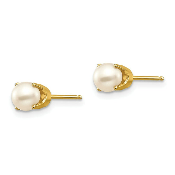 14K Yellow Gold 5mm Freshwater Cultured Pearl Earrings-June