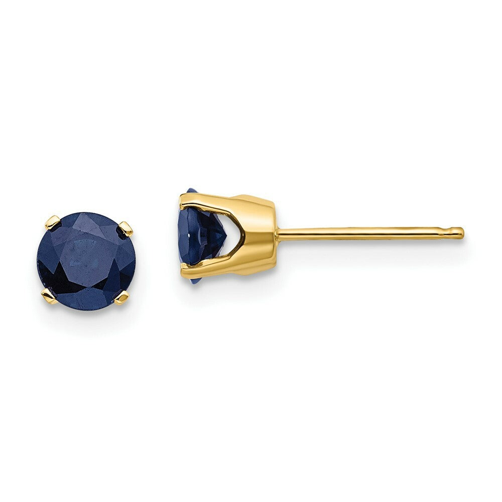 14K Yellow Gold 5mm Sapphire Earrings - September 1.4-Carat tw
