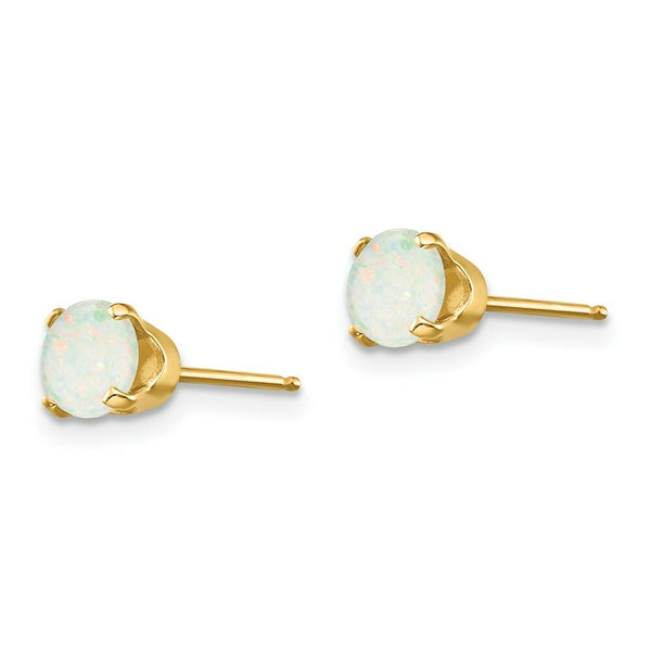 14K Yellow Gold 5mm Opal Earrings - October 0.6-Carat tw