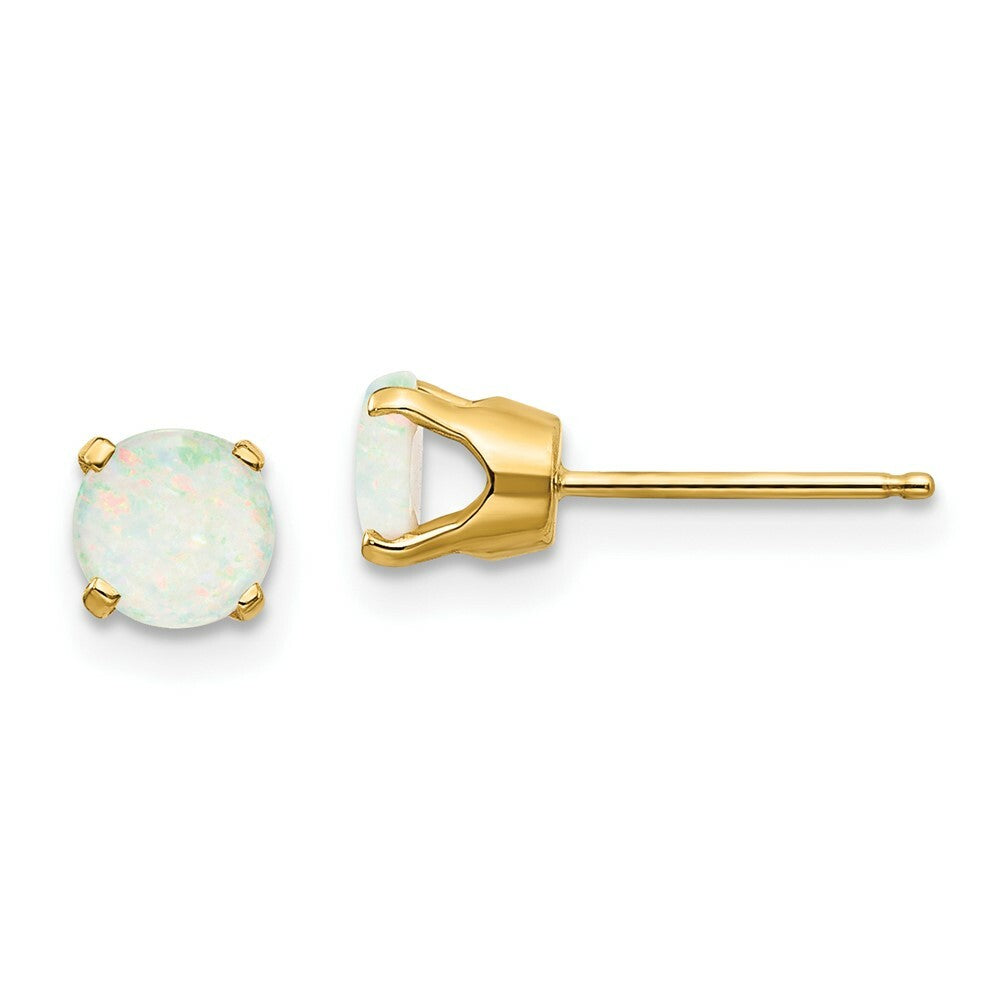14K Yellow Gold 5mm Opal Earrings - October 0.6-Carat tw