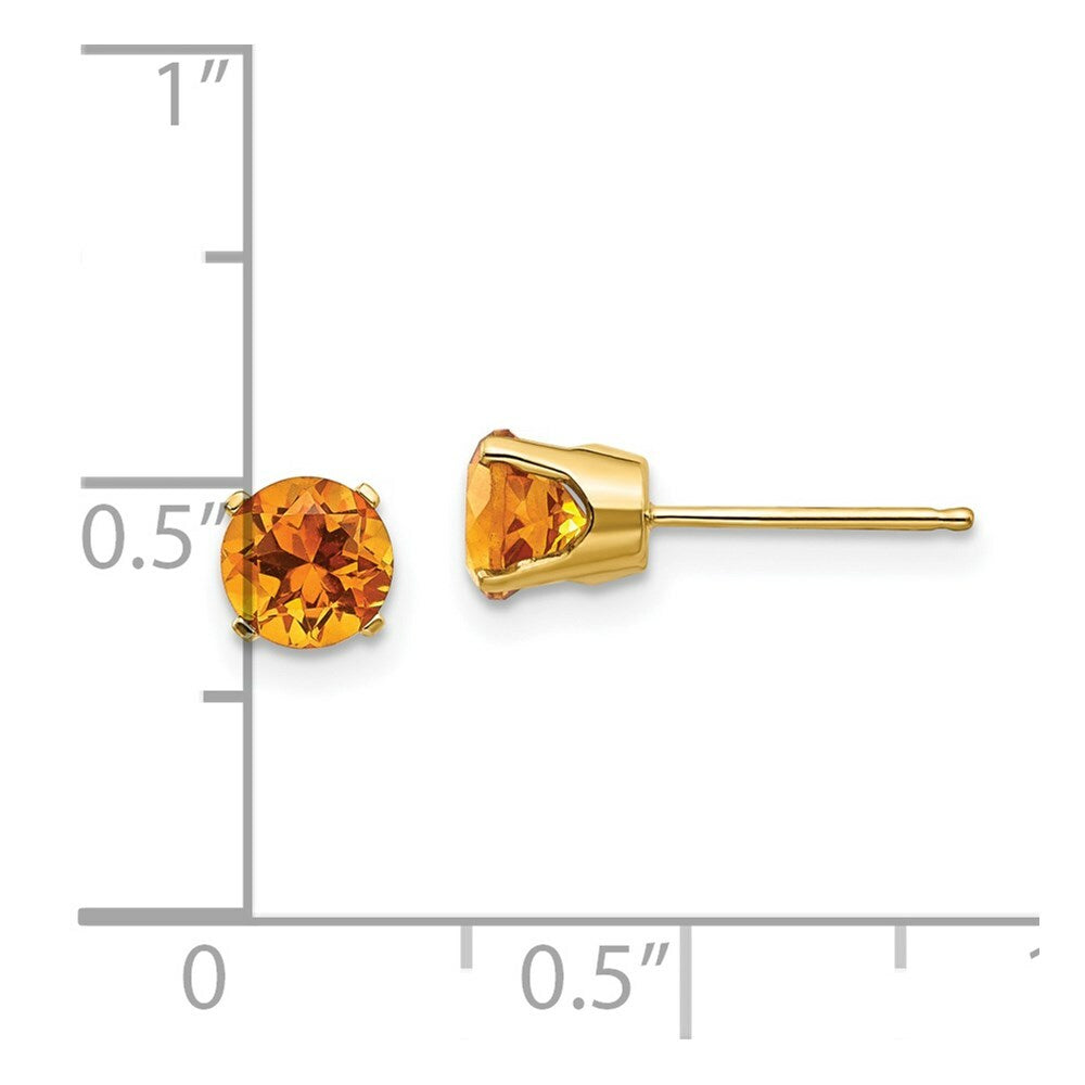 14K Yellow Gold 5mm Citrine Earrings - November 0.94-Carat tw