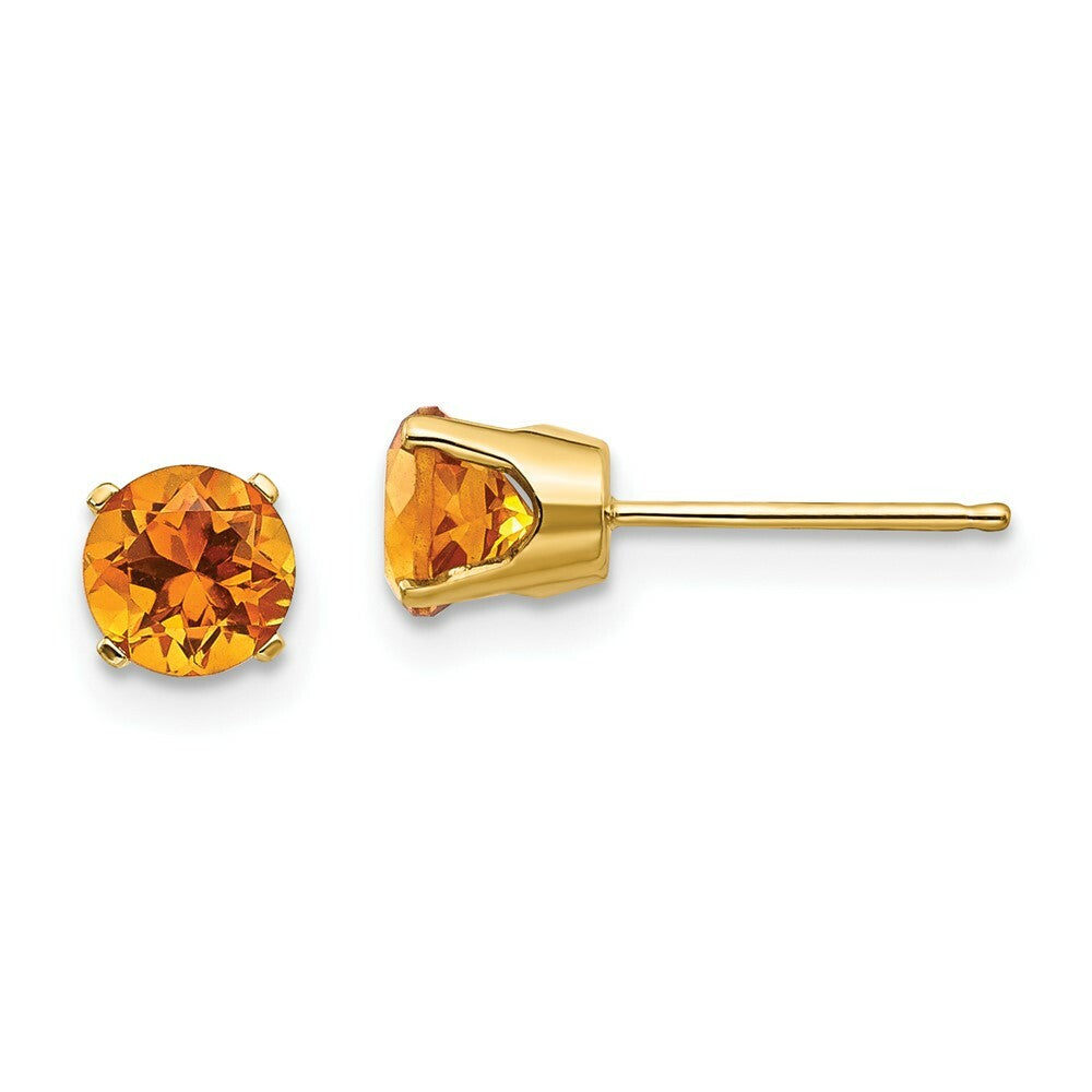 14K Yellow Gold 5mm Citrine Earrings - November 0.94-Carat tw