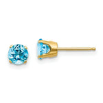 Load image into Gallery viewer, 14K Yellow Gold 5mm Blue Topaz Earrings - December 1.3-Carat tw
