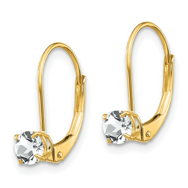 14K White Zircon Earrings - April