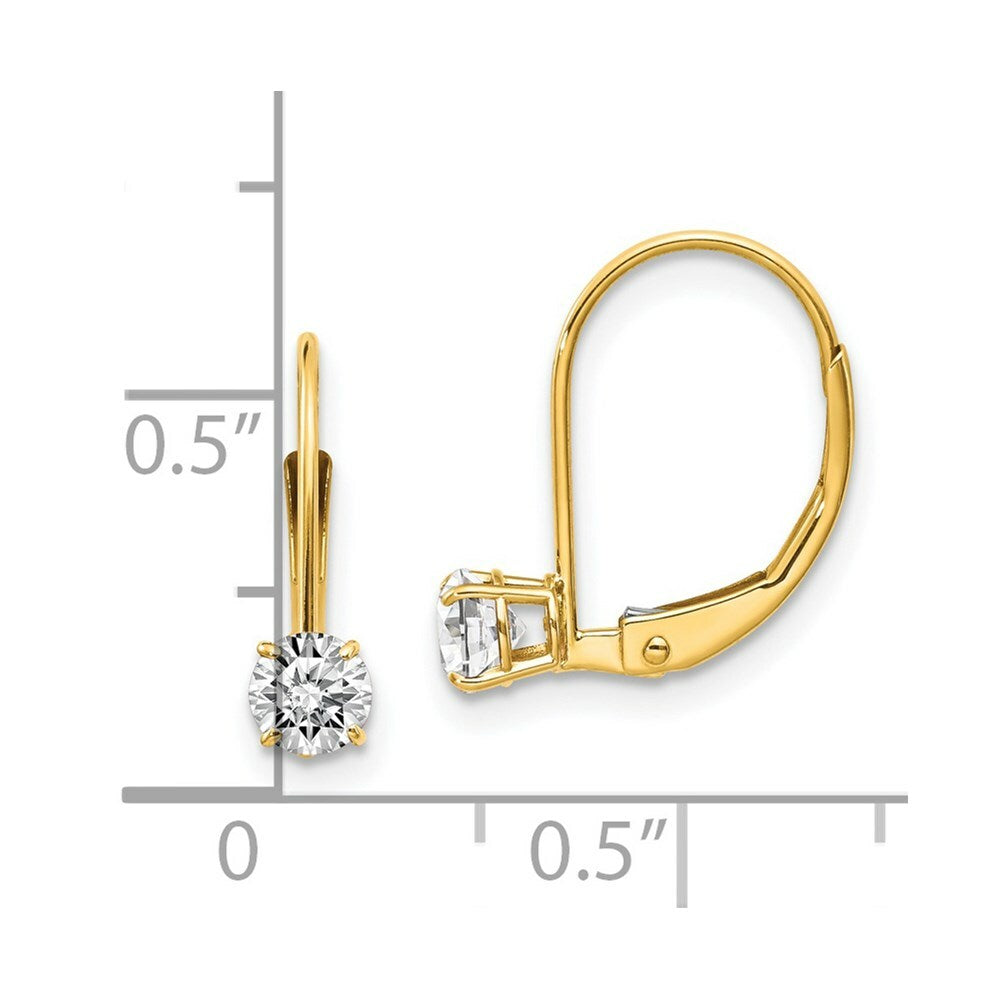 14K White Zircon Earrings - April