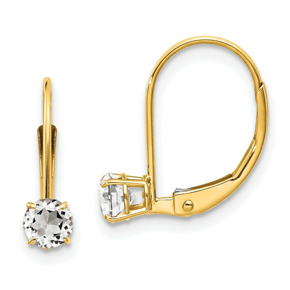 14K White Zircon Earrings - April
