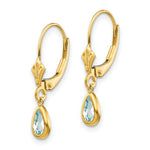 Load image into Gallery viewer, 14K 6x4mm March/Aquamarine Earrings
