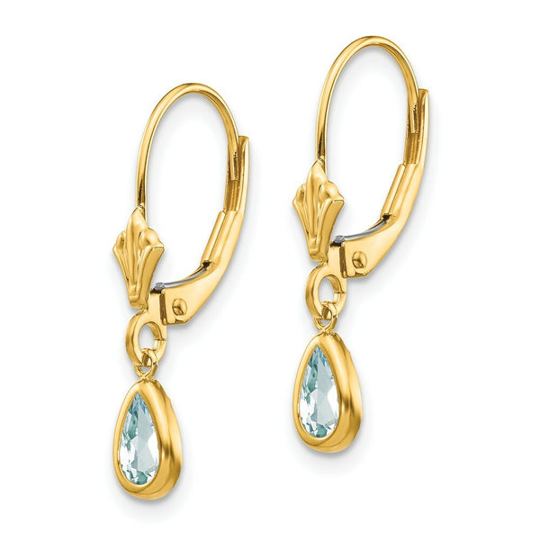 14K 6x4mm March/Aquamarine Earrings