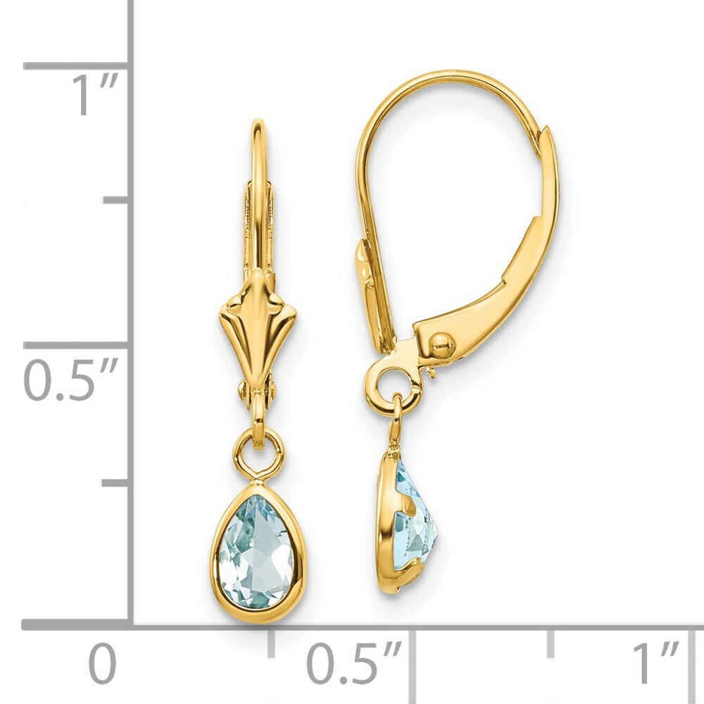 14K 6x4mm March/Aquamarine Earrings