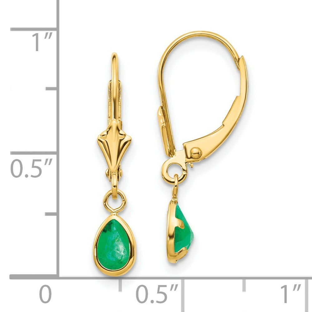 14K 6x4mm Emerald/May Earrings