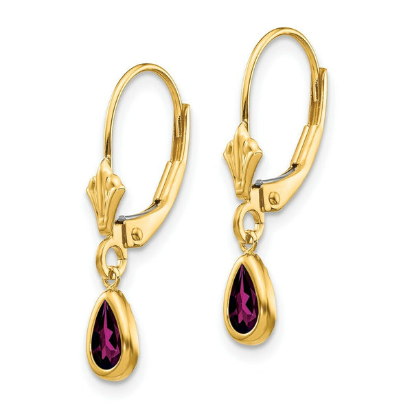 14K 6x4mm Rhodolite Garnet/June Earrings