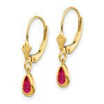 Load image into Gallery viewer, 14K 6x4mm Ruby/July Leverback Earrings
