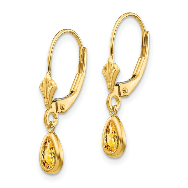 14K 6x4mm November/Citrine Earrings