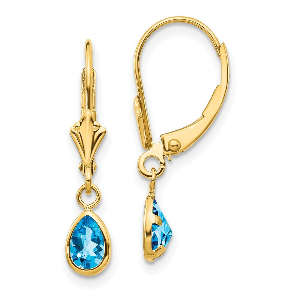 14K 6x4mm December/Blue Topaz Earrings