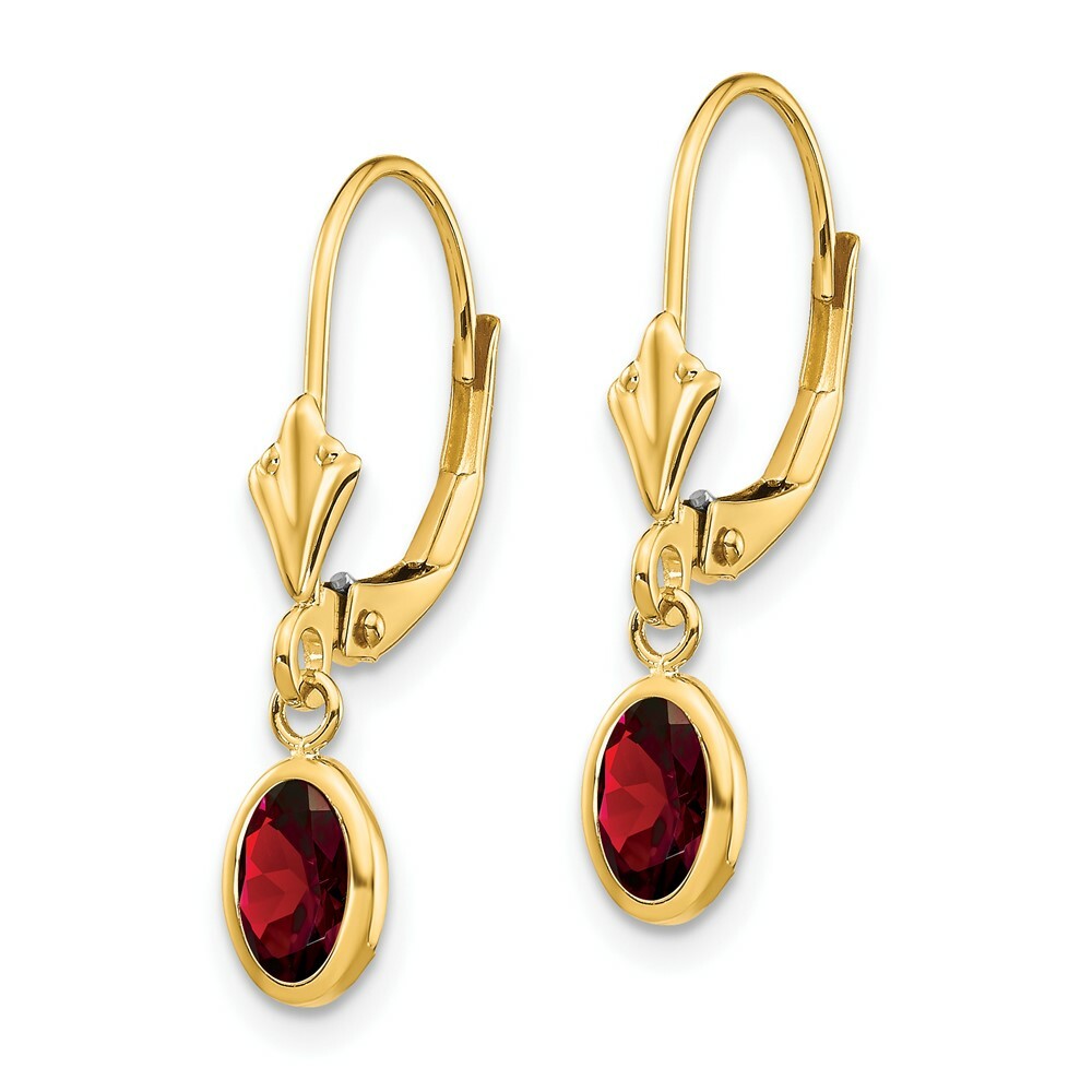 14K 6x4mm Garnet/January Earrings