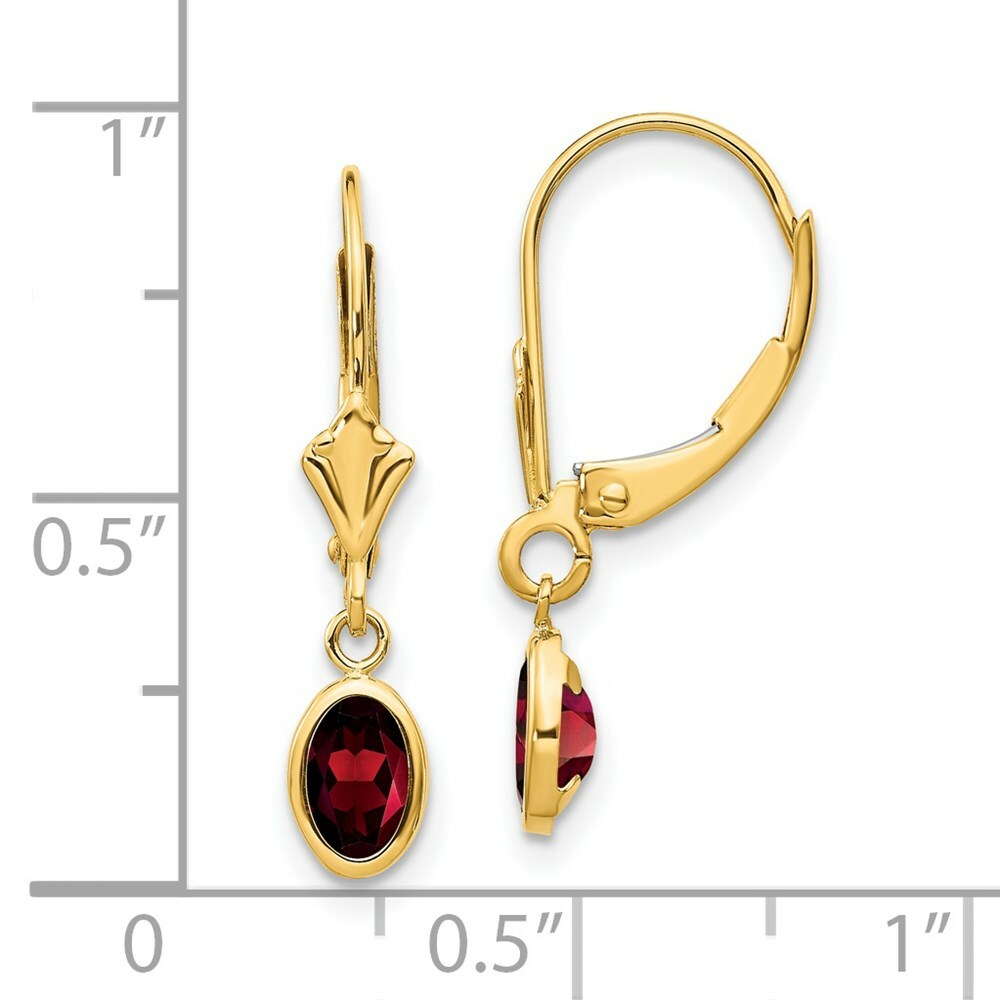 14K 6x4mm Garnet/January Earrings