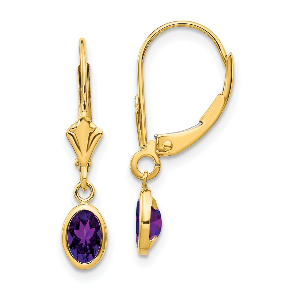 14K 6x4mm February/Amethyst Earrings