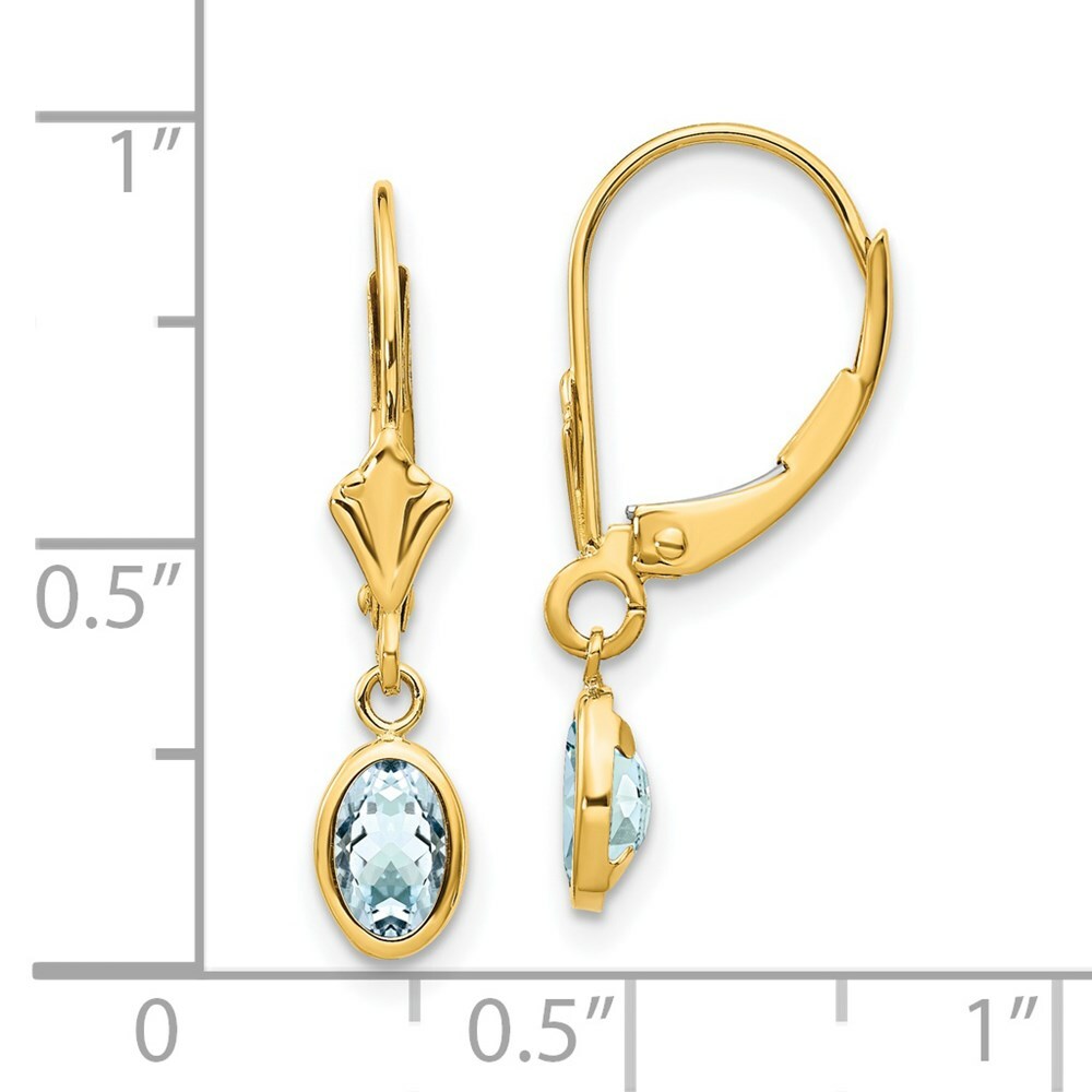 14K 6x4mm Aquamarine/March Earrings