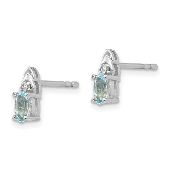 14k White Gold Aquamarine Diamond Earring with Diamond Accent, 0.46-Carat Gemweight