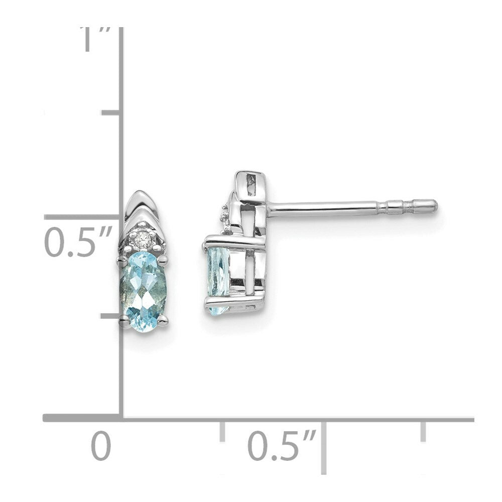 14k White Gold Aquamarine Diamond Earring with Diamond Accent, 0.46-Carat Gemweight