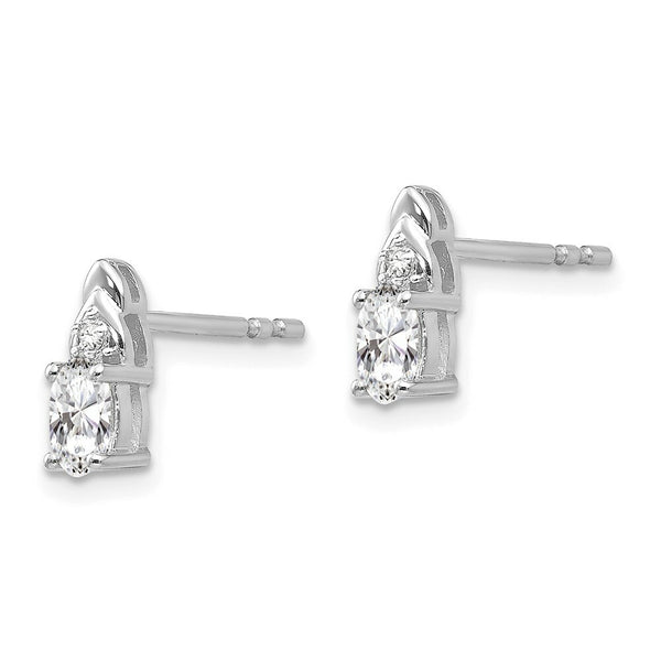 14k White Gold White Topaz Diamond Earring with Diamond Accent, 0.56-Carat Gemweight