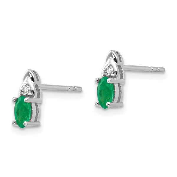 14k White Gold Emerald Diamond Earring with Diamond Accent, 0.54-Carat Gemweight