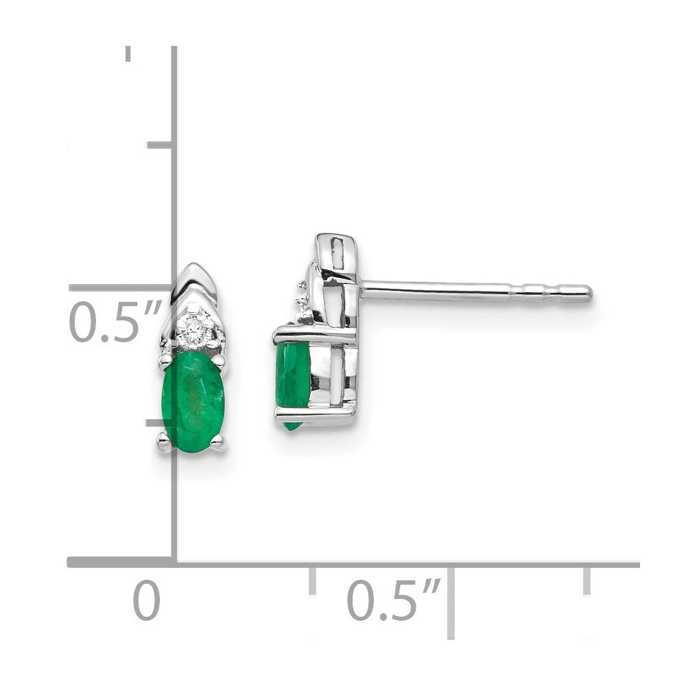 14k White Gold Emerald Diamond Earring with Diamond Accent, 0.54-Carat Gemweight