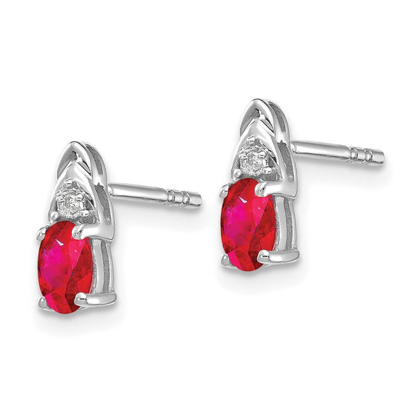 14k White Gold Ruby Diamond Earring with Diamond Accent, 0.53-Carat Gemweight