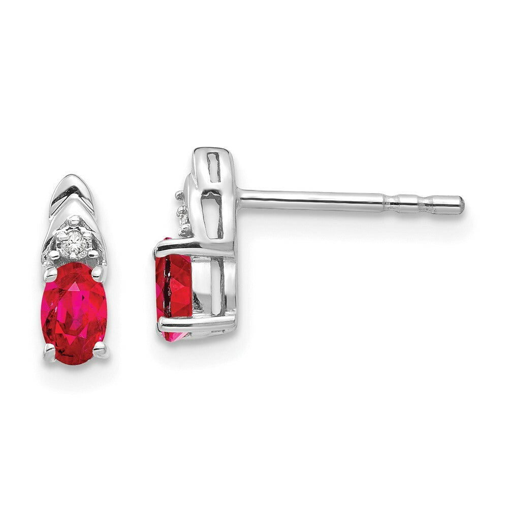 14k White Gold Ruby Diamond Earring with Diamond Accent, 0.53-Carat Gemweight