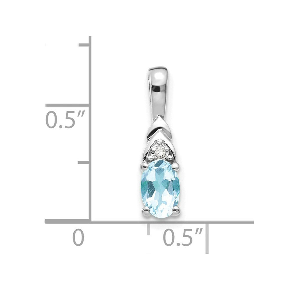 14K White Gold 0.37-Carat Oval Aquamarine and Diamond Pendant