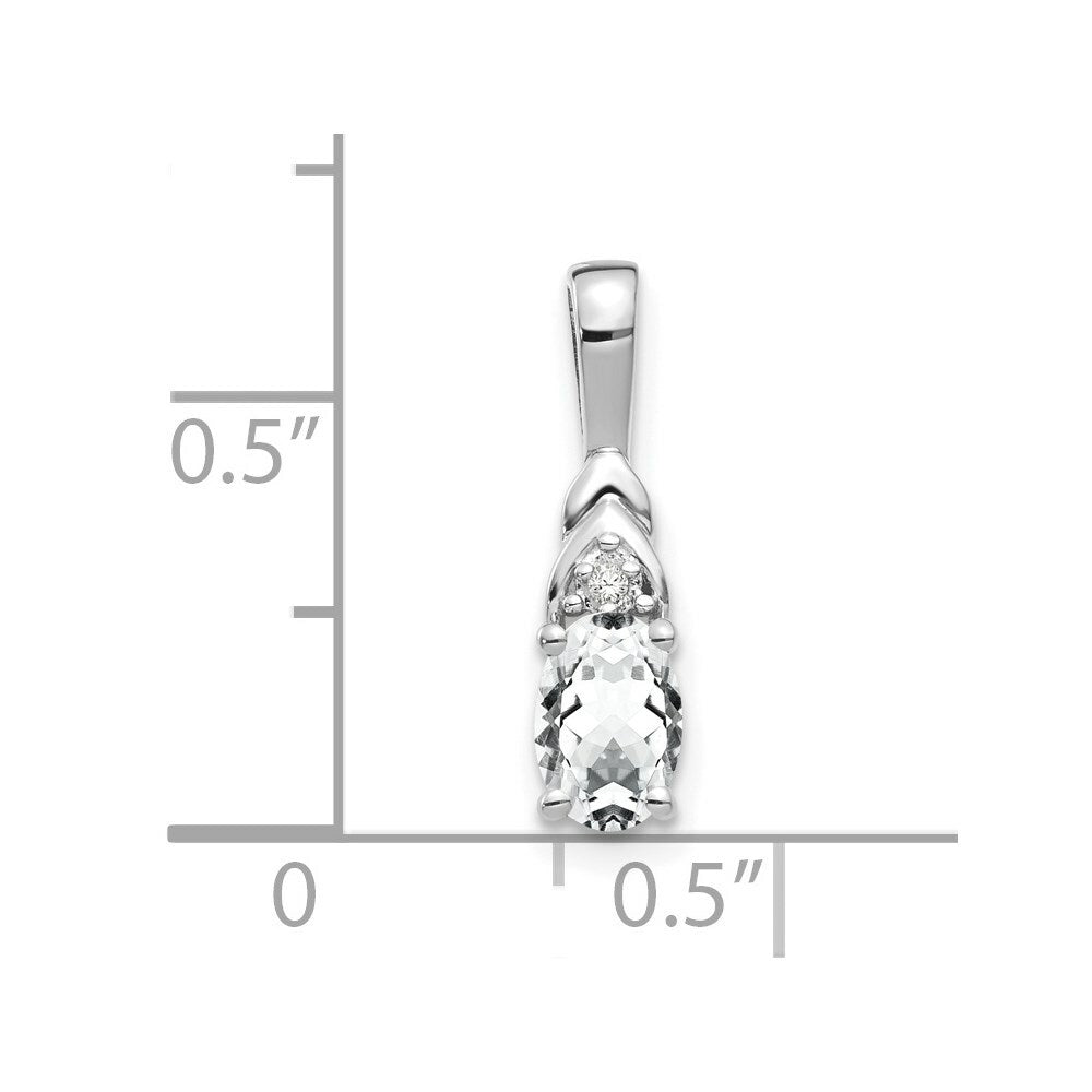 14K White Gold 1/2-Carat White Topaz and Diamond Pendant