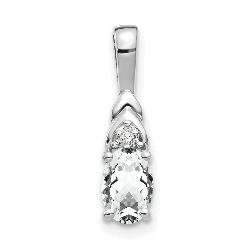 14K White Gold 1/2-Carat White Topaz and Diamond Pendant