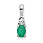 Load image into Gallery viewer, 14K White Gold 0.39-Carat Oval Emerald and Diamond Pendant
