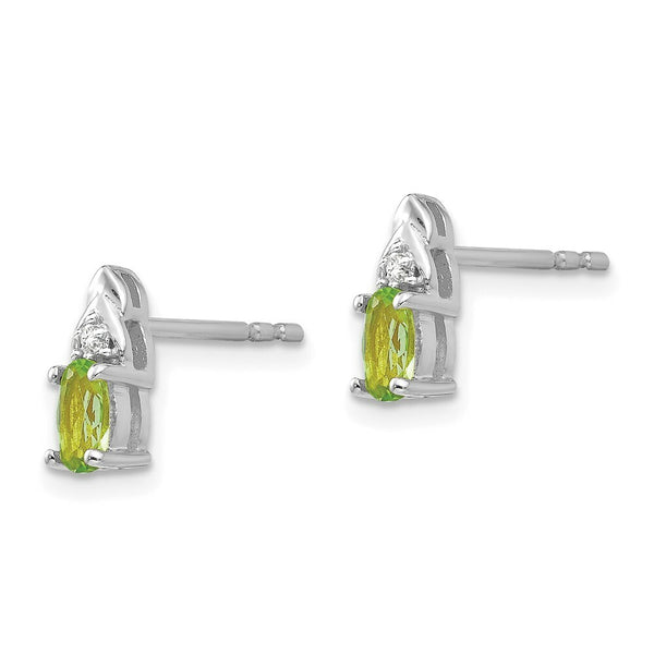 14k White Gold Peridot Diamond Earring with Diamond Accent, 0.47-Carat Gemweight