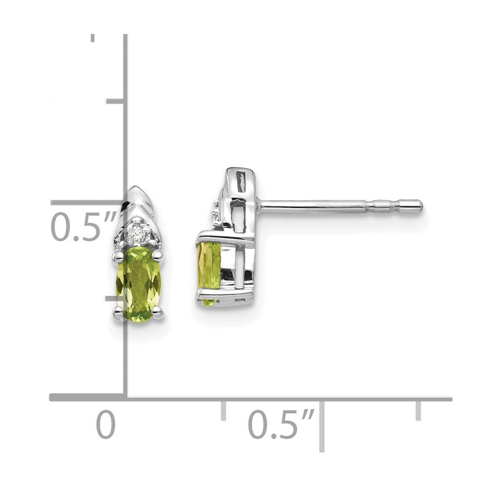 14k White Gold Peridot Diamond Earring with Diamond Accent, 0.47-Carat Gemweight