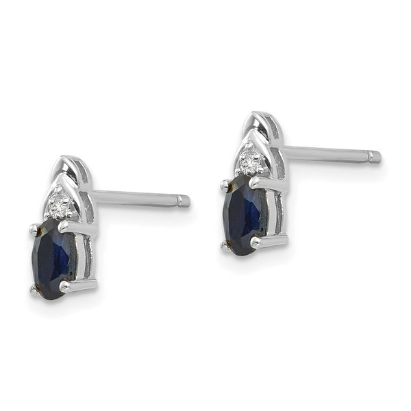14k White Gold Sapphire Diamond Earring with Diamond Accent, 0.72-Carat Gemweight