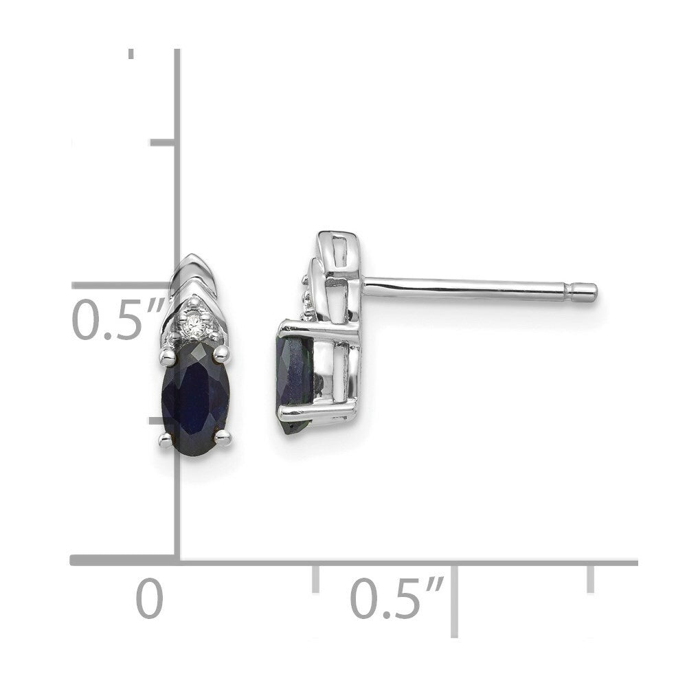 14k White Gold Sapphire Diamond Earring with Diamond Accent, 0.72-Carat Gemweight
