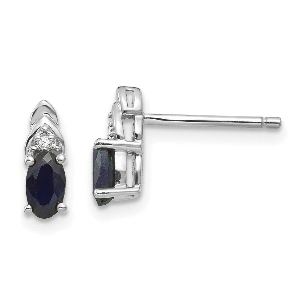 14k White Gold Sapphire Diamond Earring with Diamond Accent, 0.72-Carat Gemweight