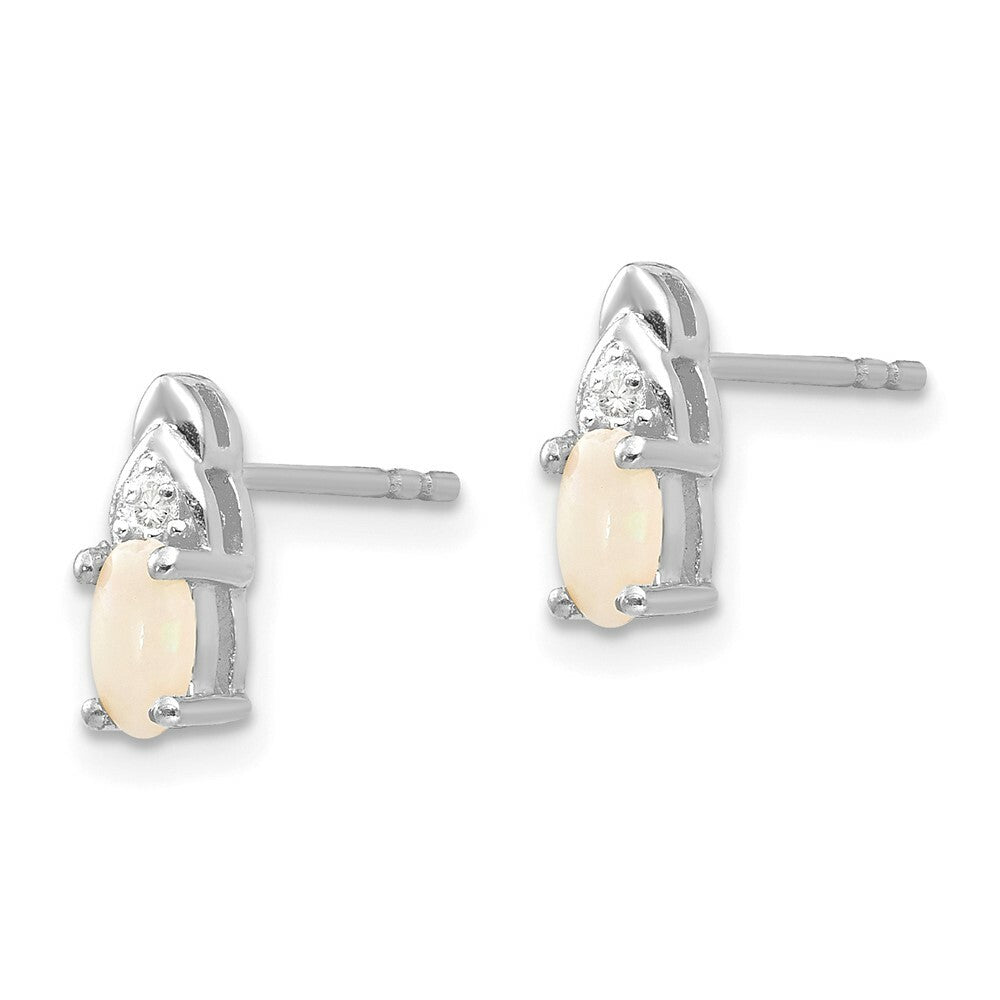 14k White Gold Opal Diamond Earring with Diamond Accent, 0.36-Carat Gemweight